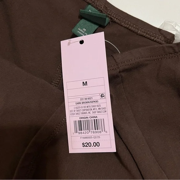 NWT Wild Fable Women's Strapless Bubble Hem Mini Babydoll Dress- Dark Brown M - Picture 8 of 9